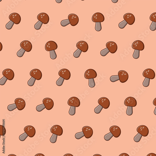 Vector composition featuring realistically drawn Champignon pattern