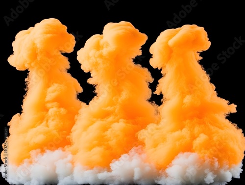 orange smoke on the black background