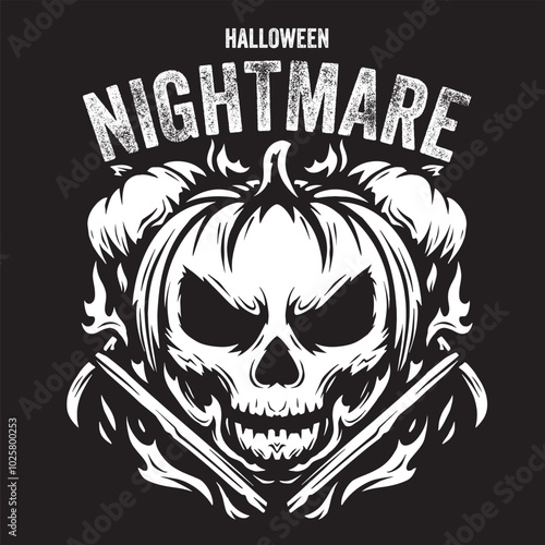 Vintage illustration of halloween pumpkin darkness