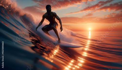 Gliding Through Sunset Waves