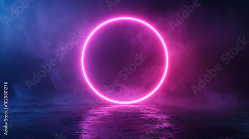 Wallpaper Mural Neon Oval in Misty Atmosphere Torontodigital.ca