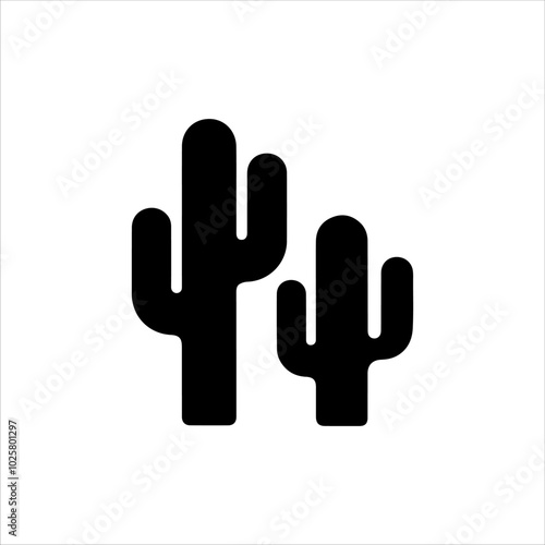 cactus vector art silhouette logo design black and white 