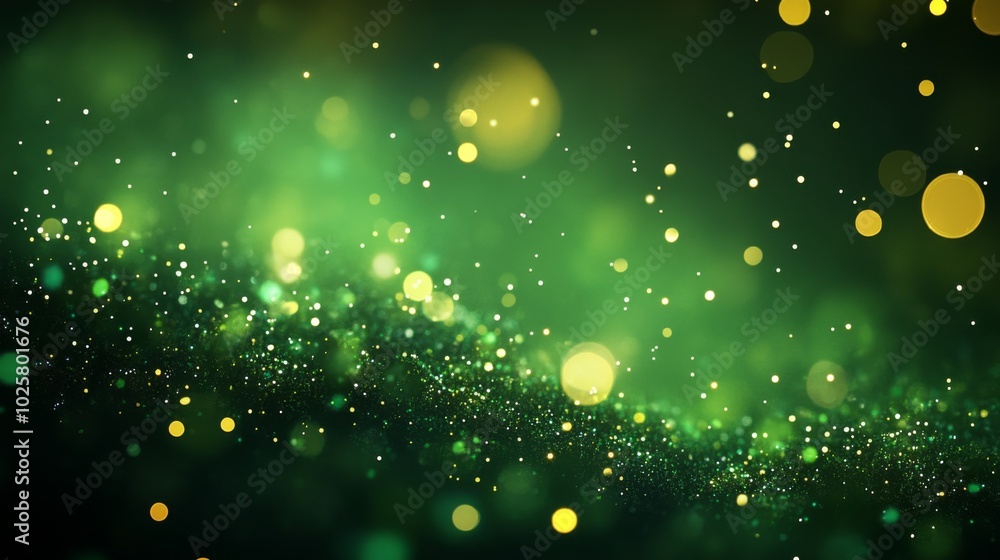 Green Bokeh Effect on Dark Background Green Bokeh Effect on Dark Background