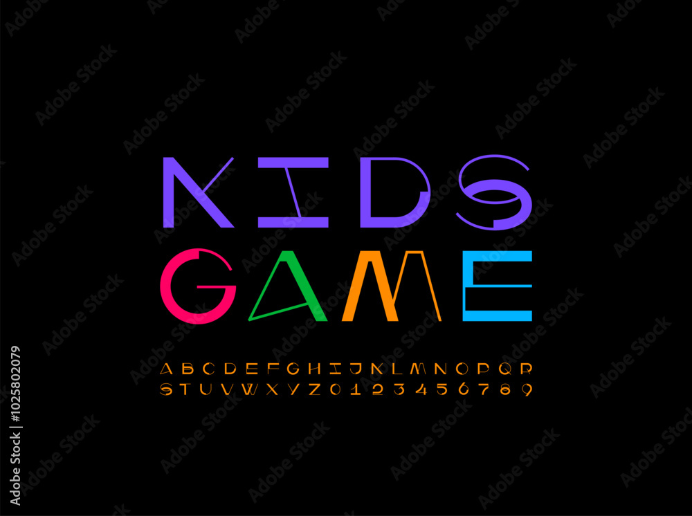 Modern font colored trendy alphabet Modern font colored trendy alphabet