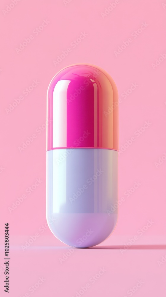 Colorful Antioxidant Supplement Capsule on Pink Background Colorful Antioxidant Supplement Capsule on Pink Background