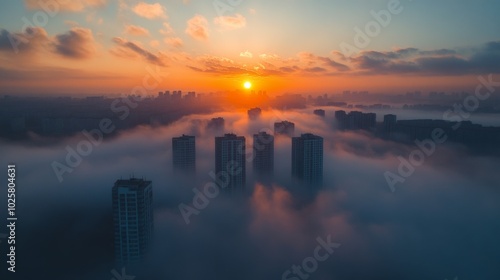 Misty Urban Sunrise