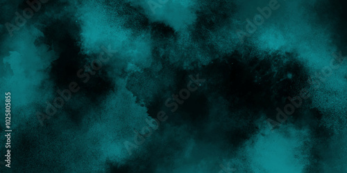 abstract cloud and vapor texture background. Black and blue smoke aquarelle smudge illustration smooth grungy smokey light pastel colors ink glow. Teal color powder explosion .	
