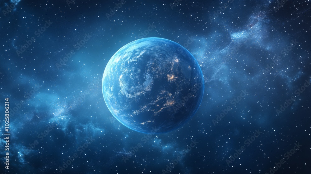 Fototapeta premium Earth from Space with Starry Background