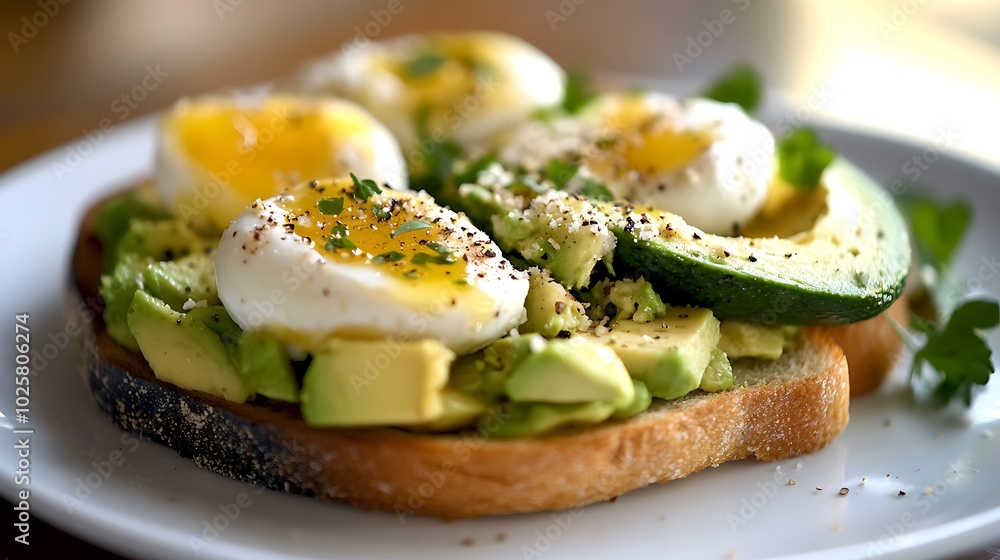 Avocado Toast with Eggs and Fresh Ingredients Avocado Toast with Eggs and Fresh Ingredients