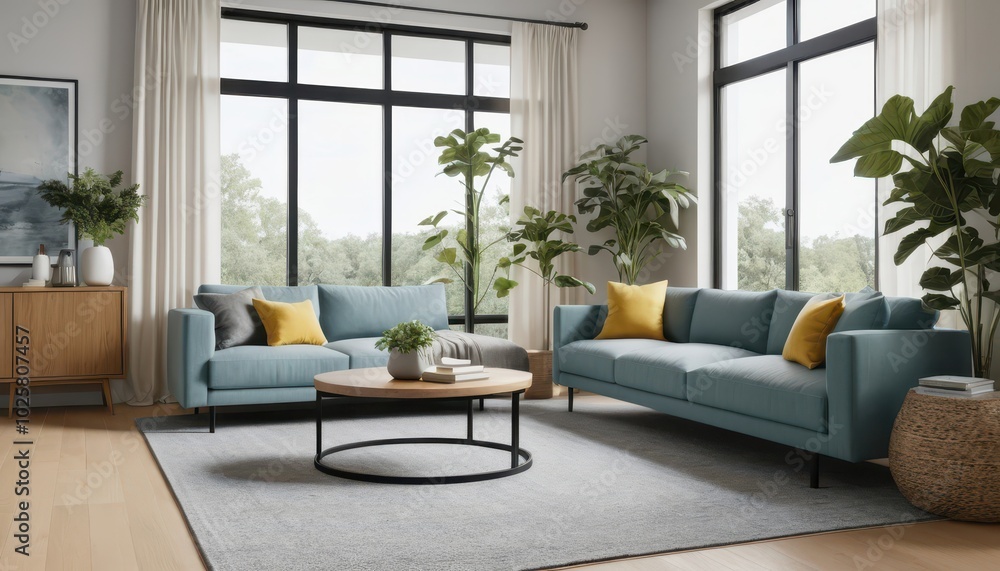 Modern Cozy Living Room with Natural Light and Elegant Decor Modern Cozy Living Room with Natural Light and Elegant Decor