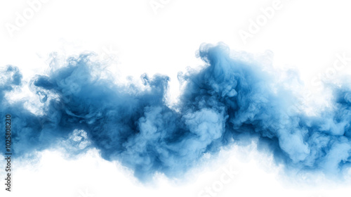 A cloud of blue smoke on a transparent background