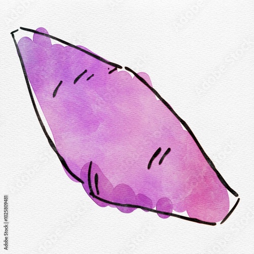水彩 秋を彩る、さつまいものおしゃれな手描きイラスト