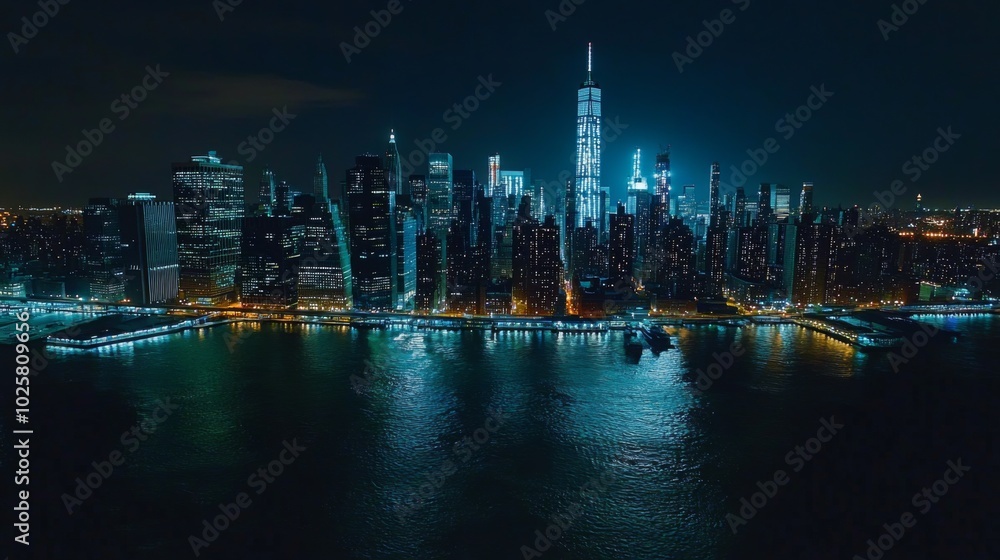 Obraz premium Nighttime Skyline of New York City