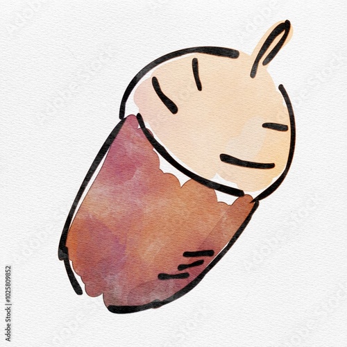 水彩 秋を彩る、どんぐりのおしゃれな手描きイラスト
