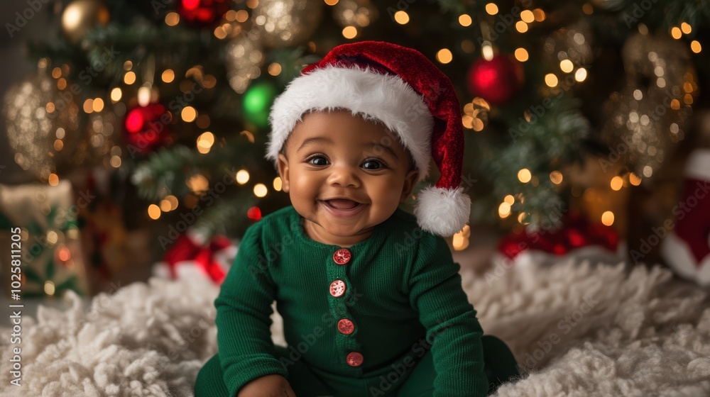 The Baby in Christmas Hat The Baby in Christmas Hat