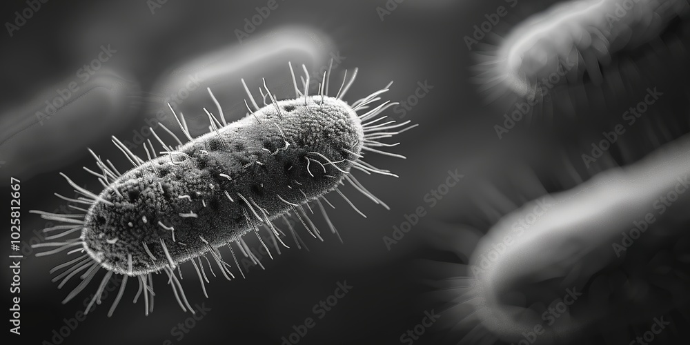 Fototapeta premium Ancient microbes magnified under a microscope reveal intricate cellular structures. scientific research, origin of life, magic, mystery, exploration, mysterious,Cell Biology