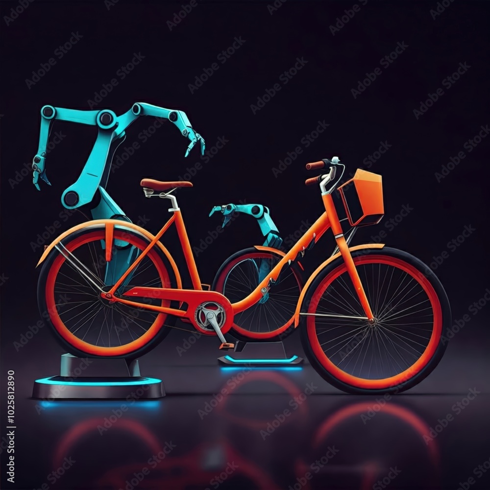 Fototapeta premium Futuristic Robotic Arms with Stylish Bicycle Design