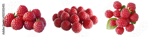 A bright red raspberry cluster, with each individual drupelet highlighted photo