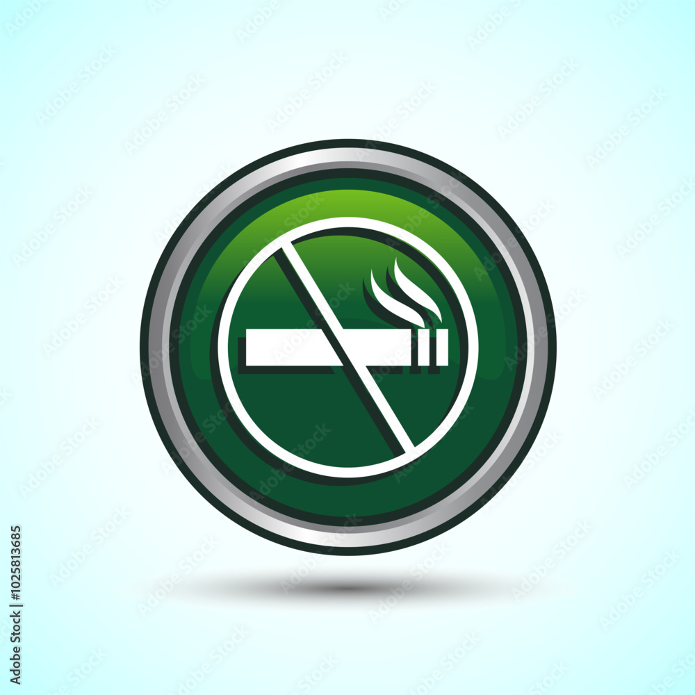 No Smoking Sign Icon Design Illustration, Icon For Apps and Websites, Green Color Round Button Design No Smoking Sign Icon Design Illustration, Icon For Apps and Websites, Green Color Round Button Design