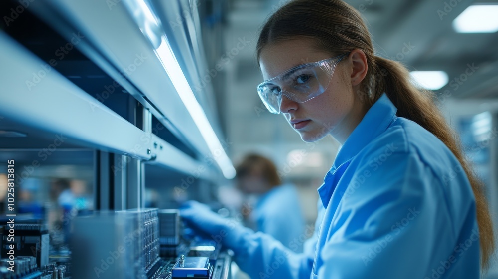 Female Scientist in High-Tech Laboratory Female Scientist in High-Tech Laboratory