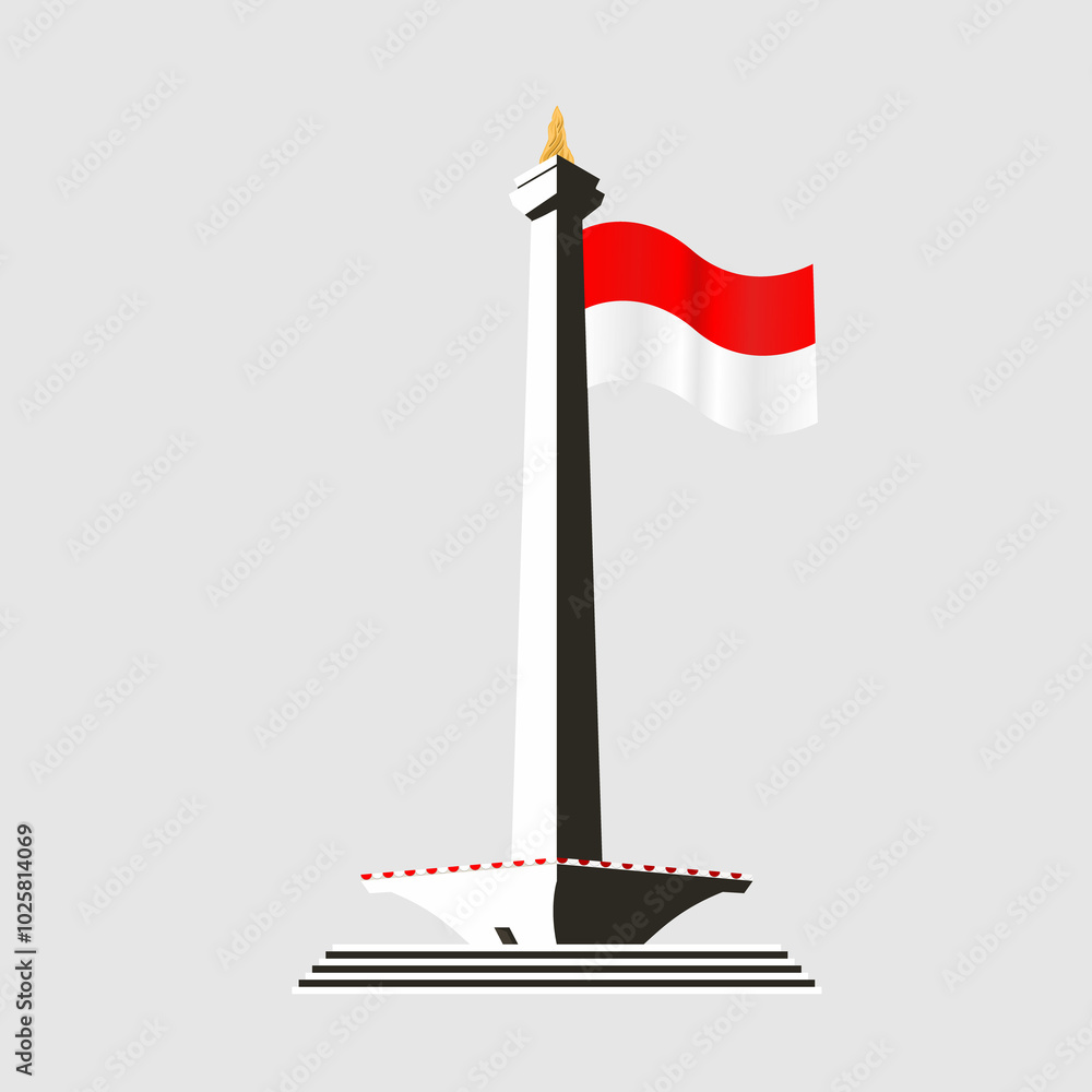 Fototapeta premium Tugu Monas Monumen Nasional Indoneisa Vector Image And Illustration