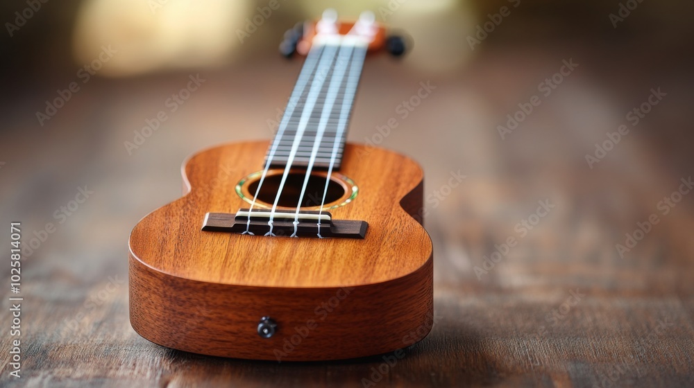 Fototapeta premium Ukulele on Wooden Surface