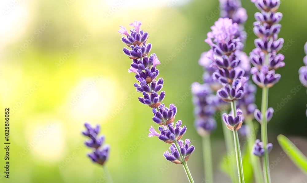 Obraz premium A summer day captures lavender flowers blooming in a garden, Generative AI