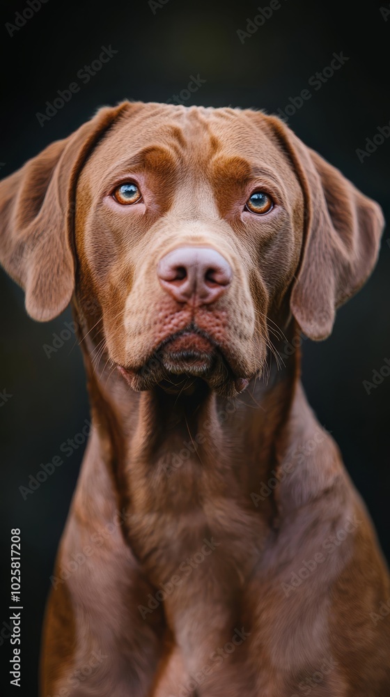 A poised canine gaze into the lens, expressing sorrow or Close-up of a dog's soulful eyes conveying sadness to A poised canine gaze into the lens, expressing sorrow or Close-up of a dog's soulful eyes conveying sadness to