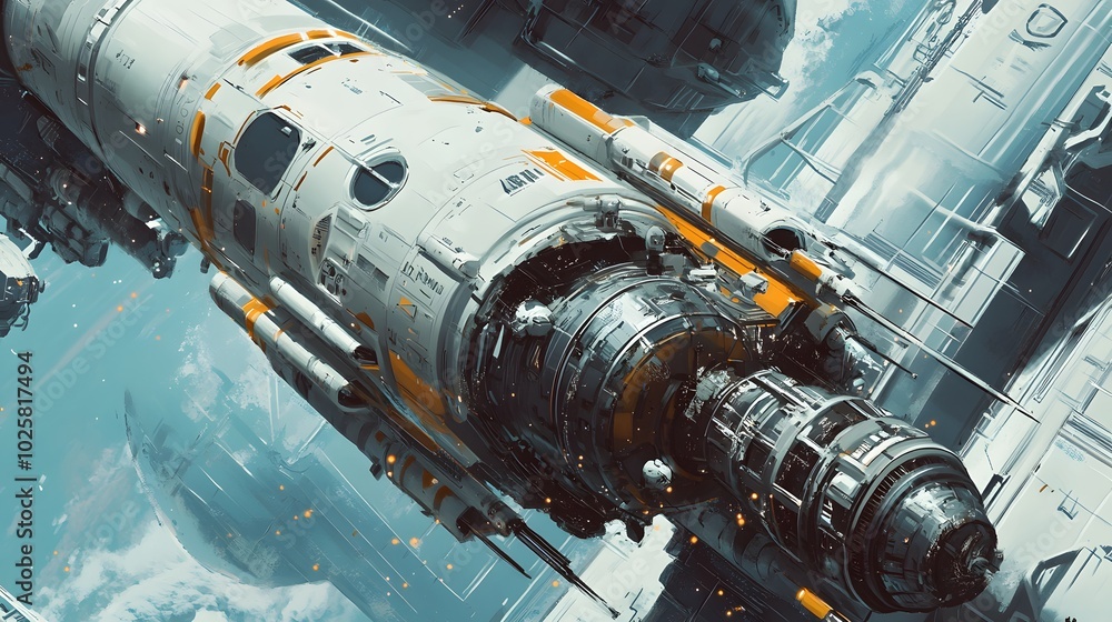 A Close-Up View of a Futuristic Spaceship's Engine A Close-Up View of a Futuristic Spaceship's Engine