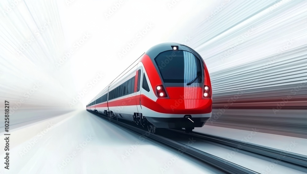 Obraz premium High-Speed Train Illustration With Motion Blur