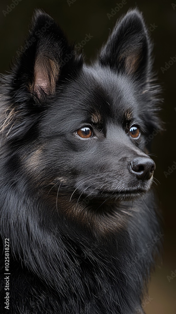 A tight shot of a dog's expressive face against a backdrop of its black and brown head A tight shot of a dog's expressive face against a backdrop of its black and brown head