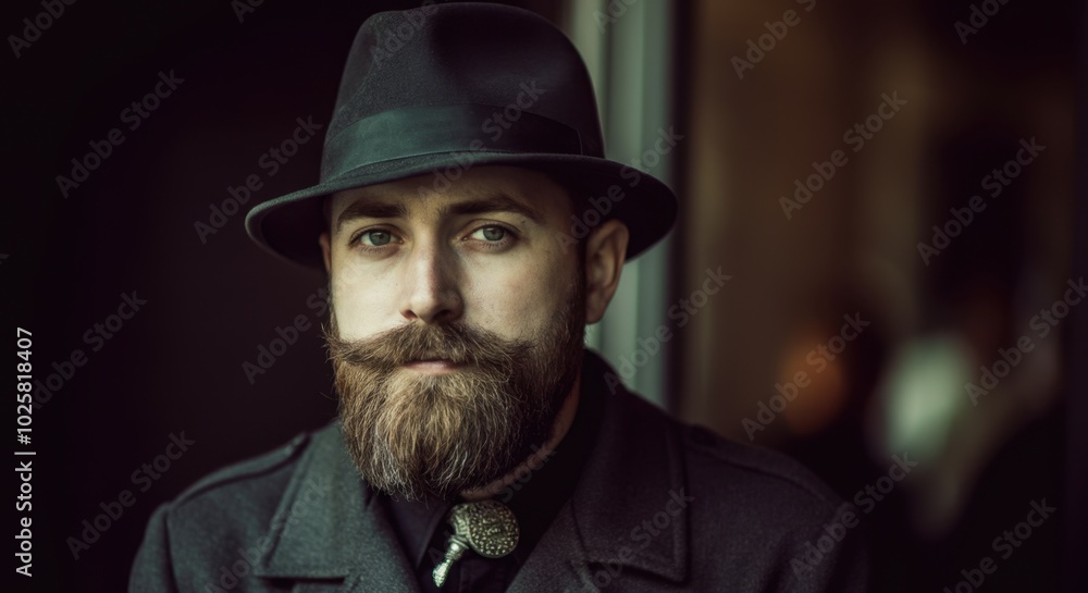 Sophisticated gentleman in stylish hat overcoat Sophisticated gentleman in stylish hat overcoat