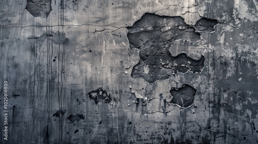 Obraz premium Weathered Concrete Wall with Cracks and Flaking Paint