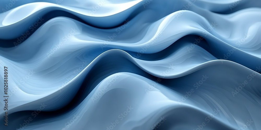 Obraz premium Soft, flowing blue fabric creating elegant waves.