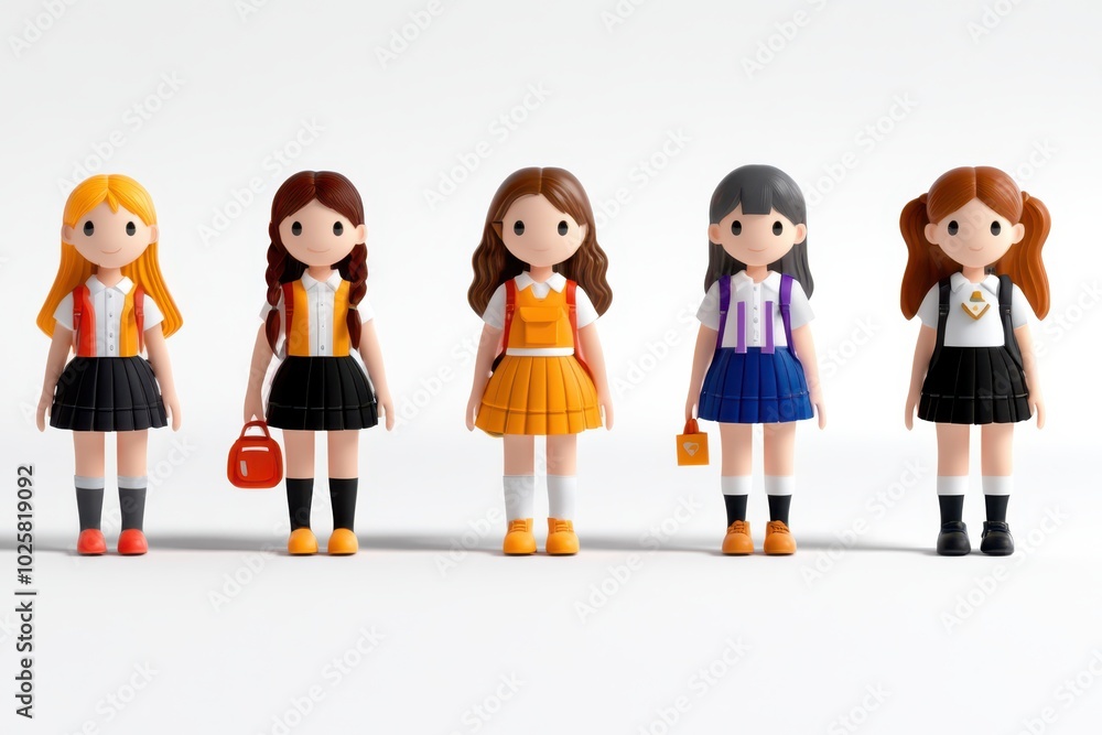 a group of female figures in different outfits a group of female figures in different outfits
