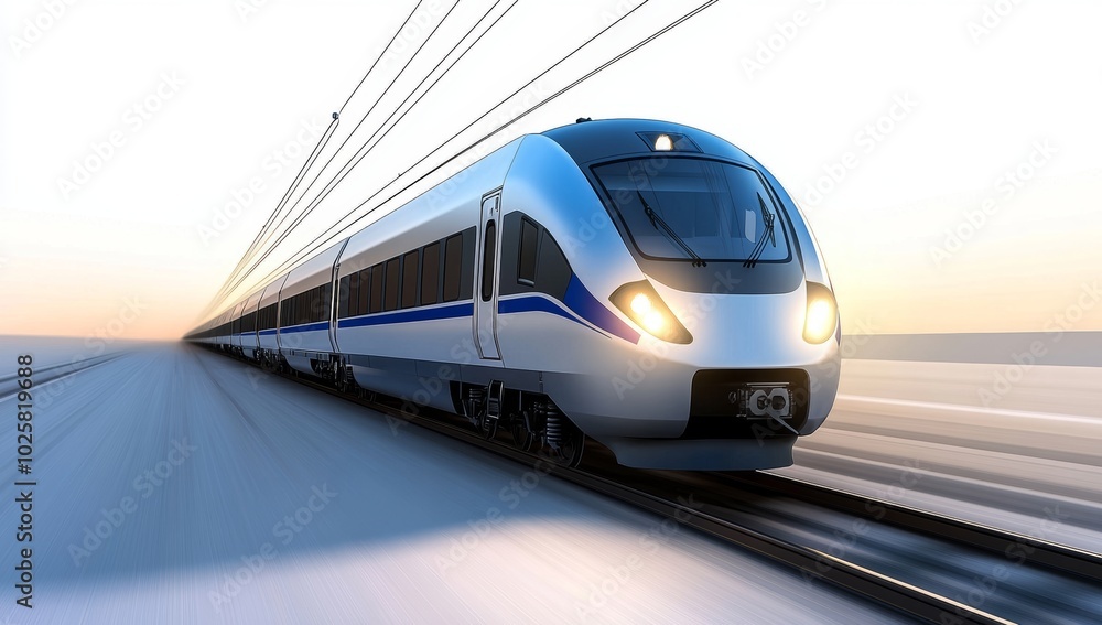 Fototapeta premium High-Speed Train Illustration With Motion Blur