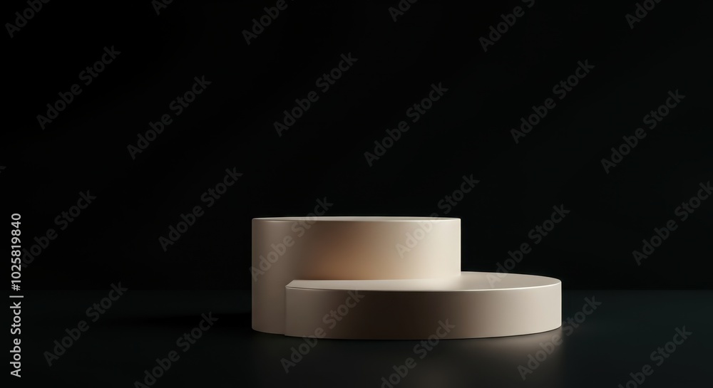 Obraz premium Minimalist product display podiums on dark background