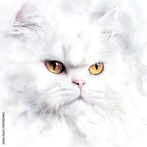 watercolour kitten on a white background