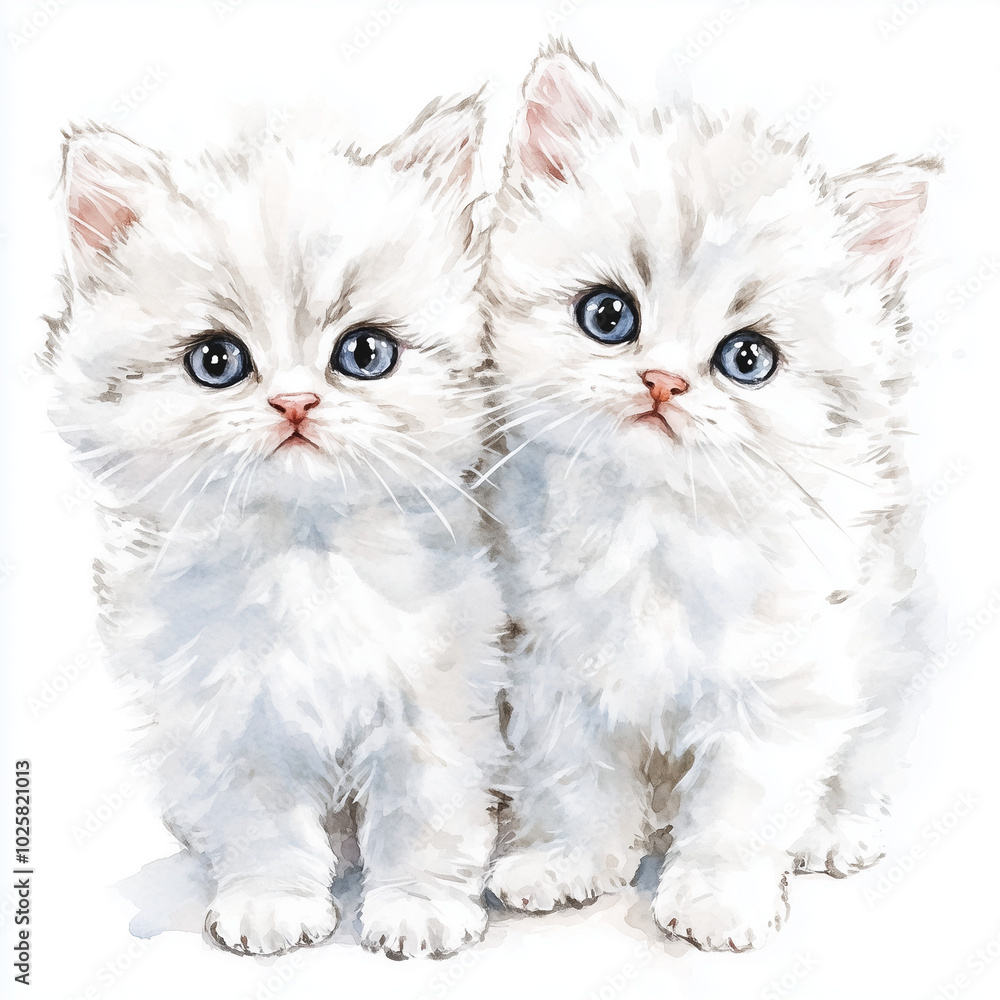Fototapeta premium watercolour kitten on a white background