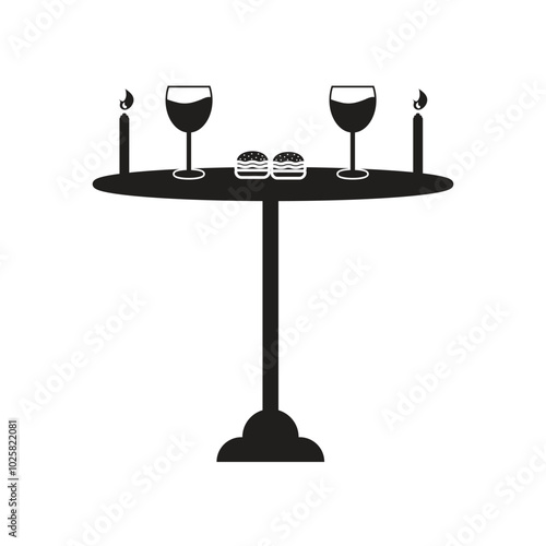 Dining table and chairs icon. Restaurant icon. 