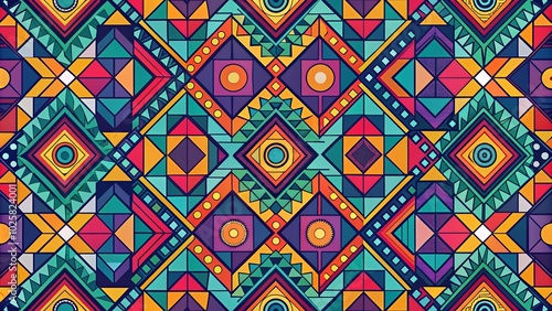 Modern Seamless Pattern with Geometric Shapes for Backgrounds, Fabrics, and Digital Design Projects in Vibrant Colors