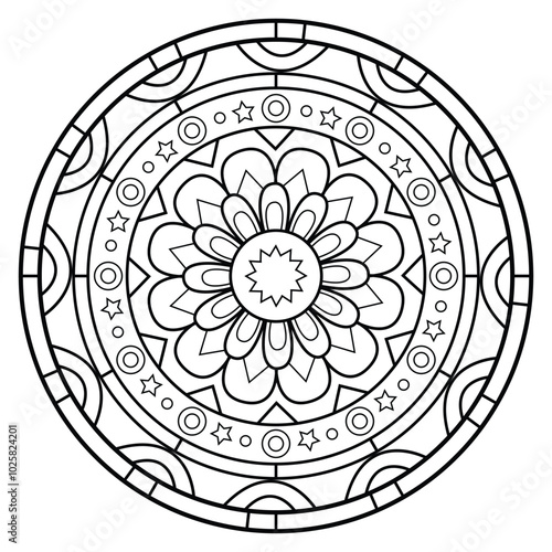 black and white mandalas - mandala coloring pages - easy mandala adult coloring page - simple mandala coloring pages - coloring book mandala page for kdp book interior - mandala on white background