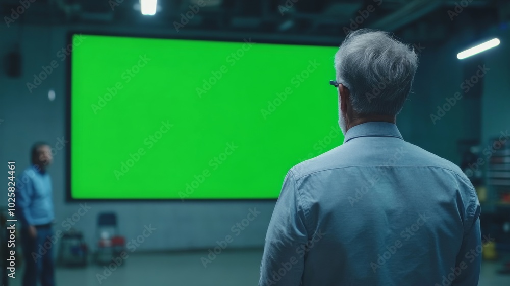 Two Men in Studio with Green Screen Two Men in Studio with Green Screen
