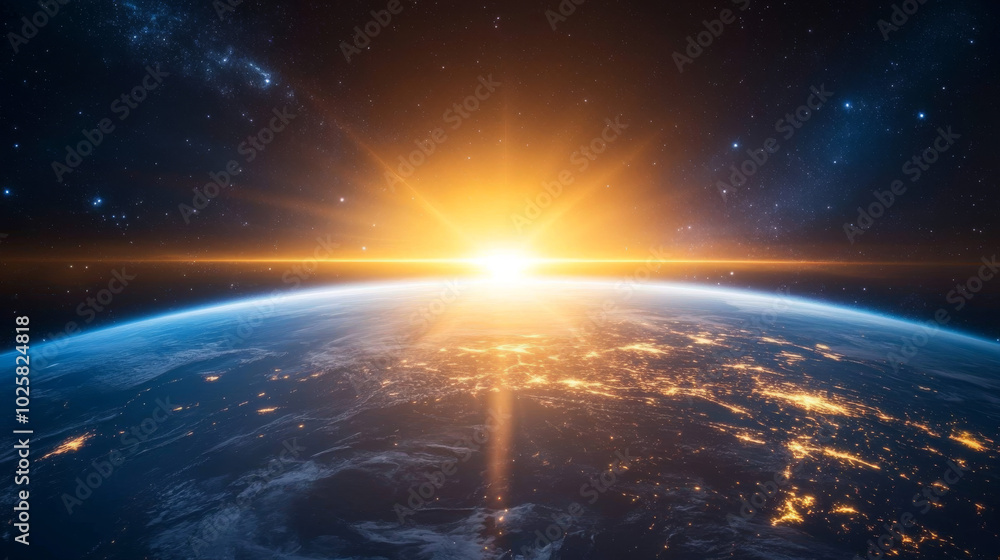 Our planet Earth, with its continents, shines brightly against the dark blue backdrop of space. This image shows how technology can help us understand our world. Our planet Earth, with its continents, shines brightly against the dark blue backdrop of space. This image shows how technology can help us understand our world.
