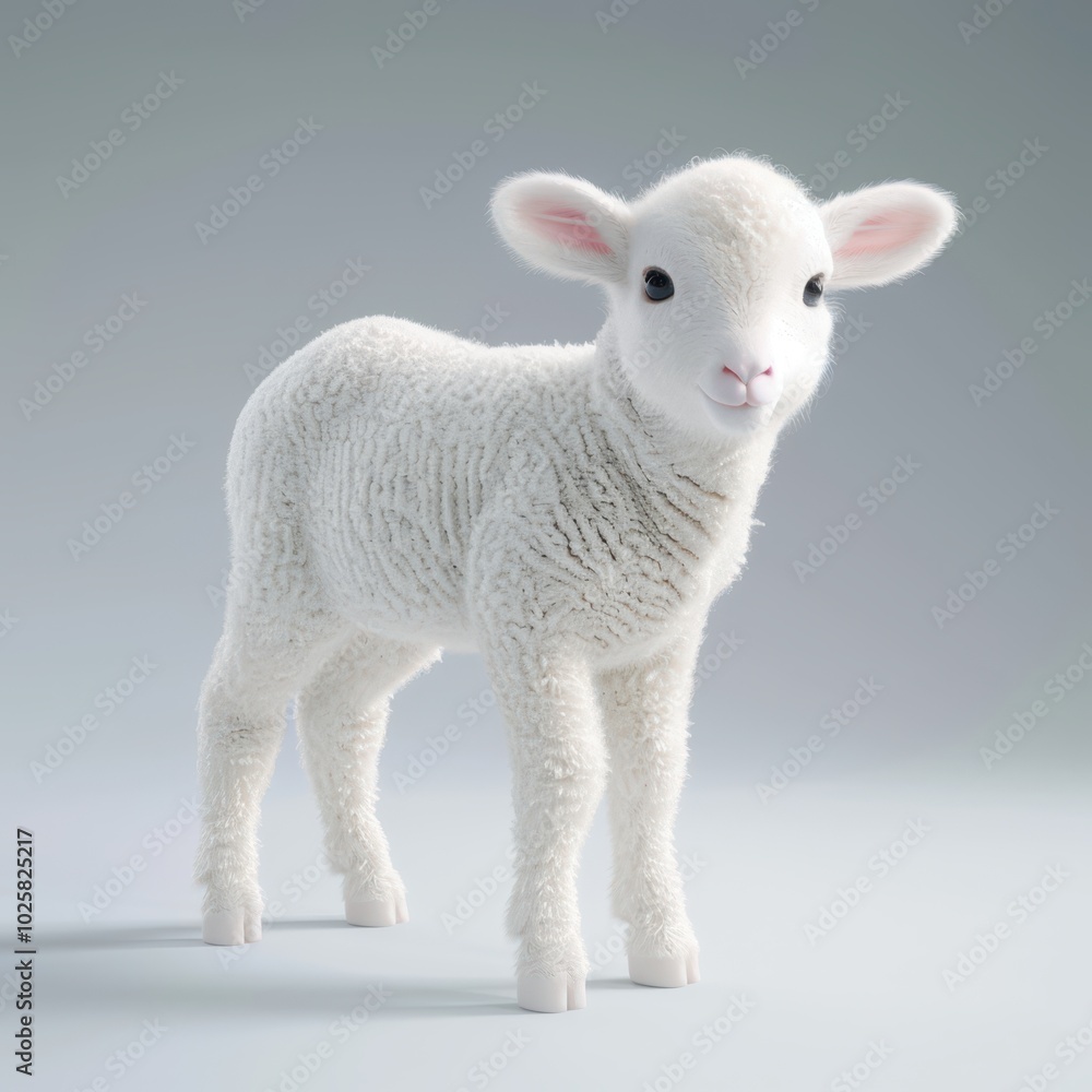 Obraz premium a white lamb standing on a gray background