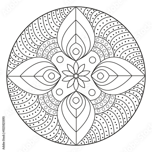 black and white mandalas - mandala coloring pages - easy mandala adult coloring page - simple mandala coloring pages - coloring book mandala page for kdp book interior - mandala on white background