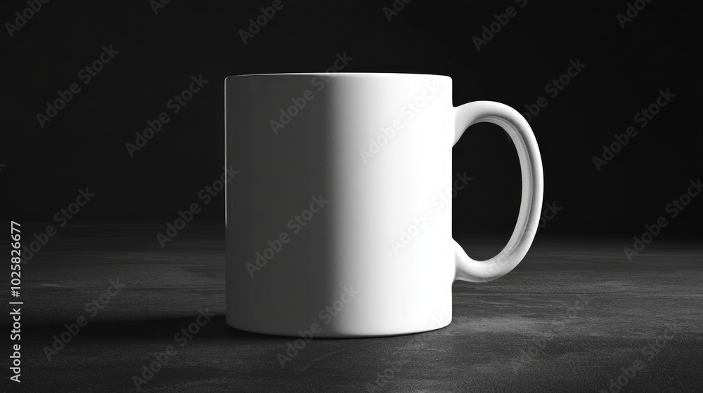 Fototapeta premium Blank coffee mug mock-up, minimalistic design, ideal for branding and promotional use, showcasing a smooth surface and clean lines, perfect for creative projects and presentations
