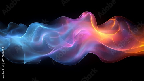 Abstract colorful wave patterns on a dark background.