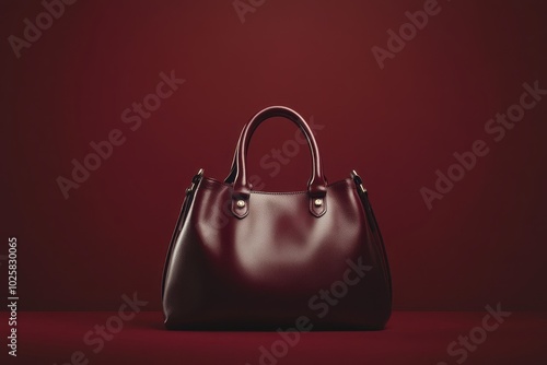 AI generative, Maroon Leather Handbag on a Red Background