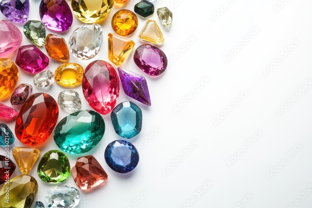 AI generative, A Collection of Multicolored Gemstones on a White Background AI generative, A Collection of Multicolored Gemstones on a White Background